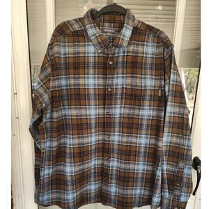 Eddie Bauer Mens XXL Flannel Shirt Multicolor Plaid Front Pocket Workwear
